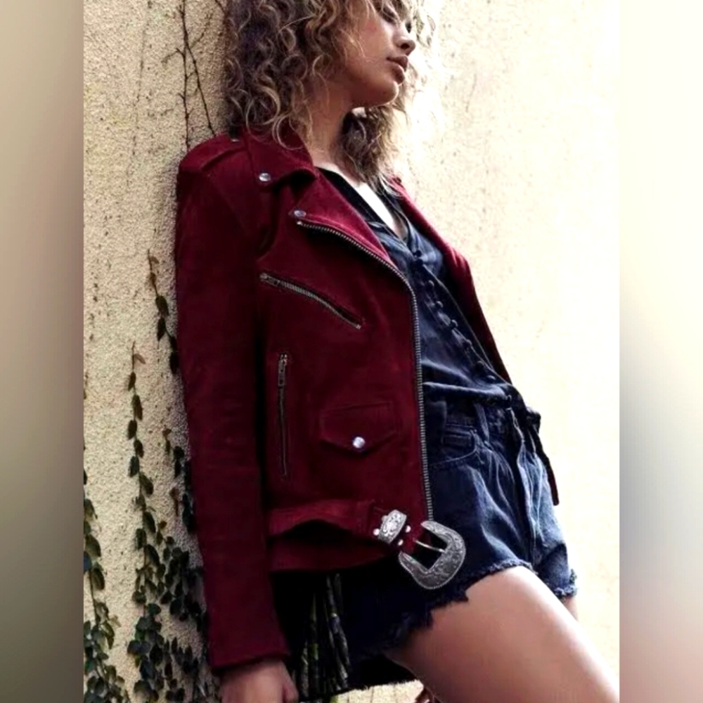Free People x understated leather suede western moto jacket